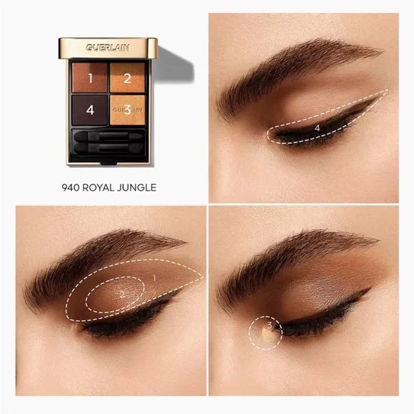 NEW GUERLAIN Ombres G Quad Eyeshadow Palette 940 Royal Jungle Rich Browns & Gold - Picture 4 of 6